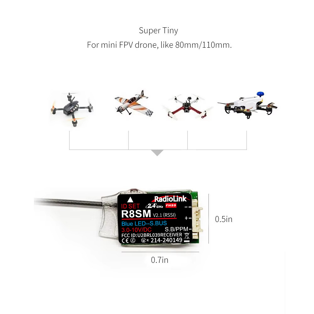 Receiver Sbus 8Ch - RadioLink R8SM 8-kanałowy 2.4GHz Super Mały